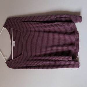 Mauve striped long sleeve box neck